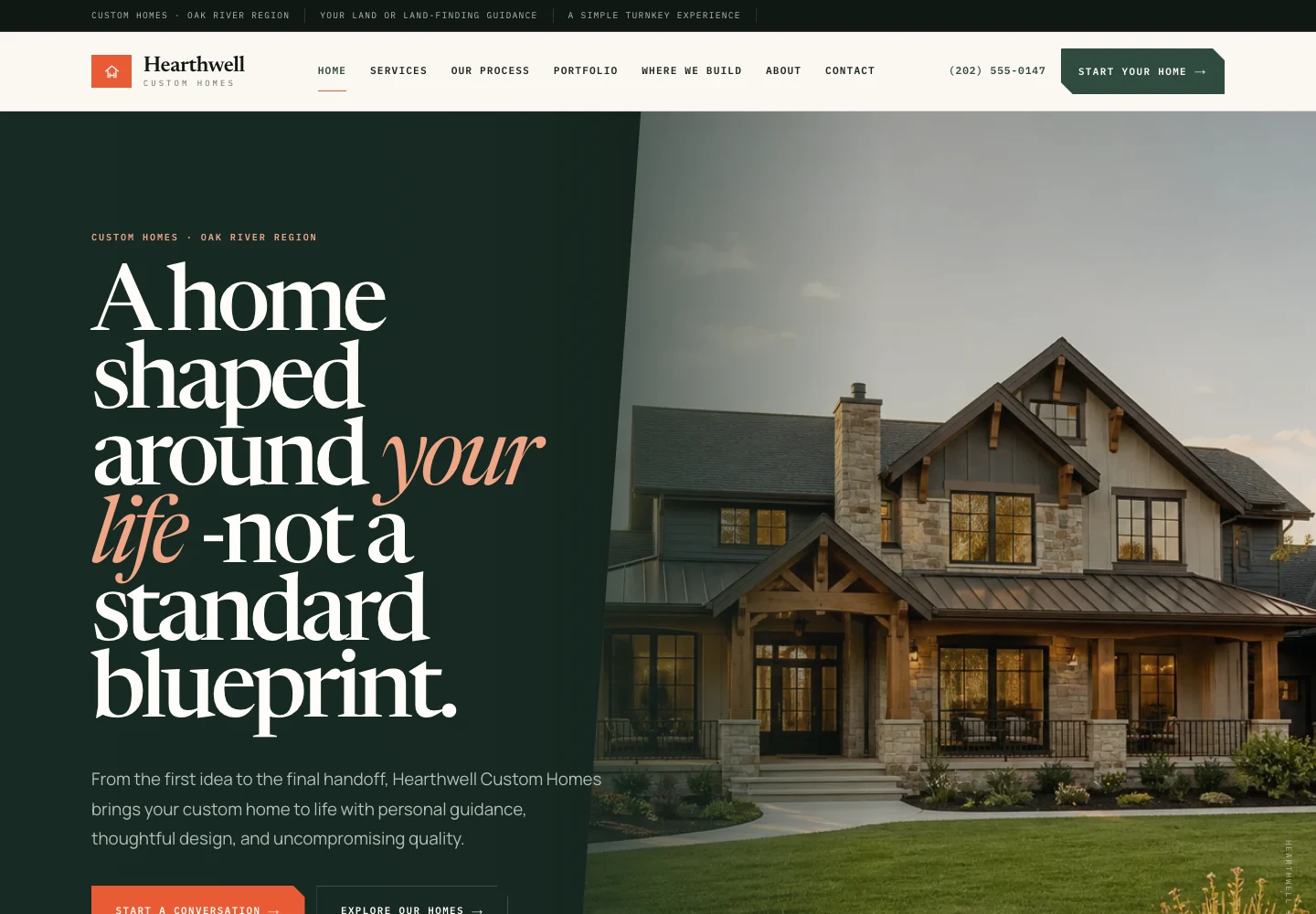 Hearthwell Custom Homes website preview