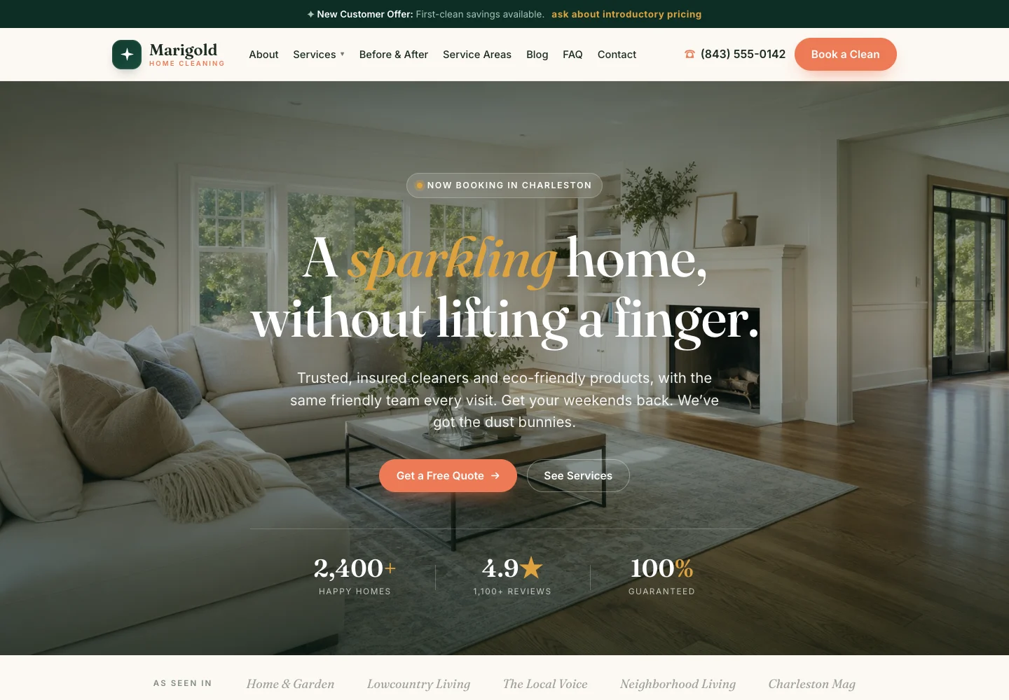 Marigold Home Cleaning website preview