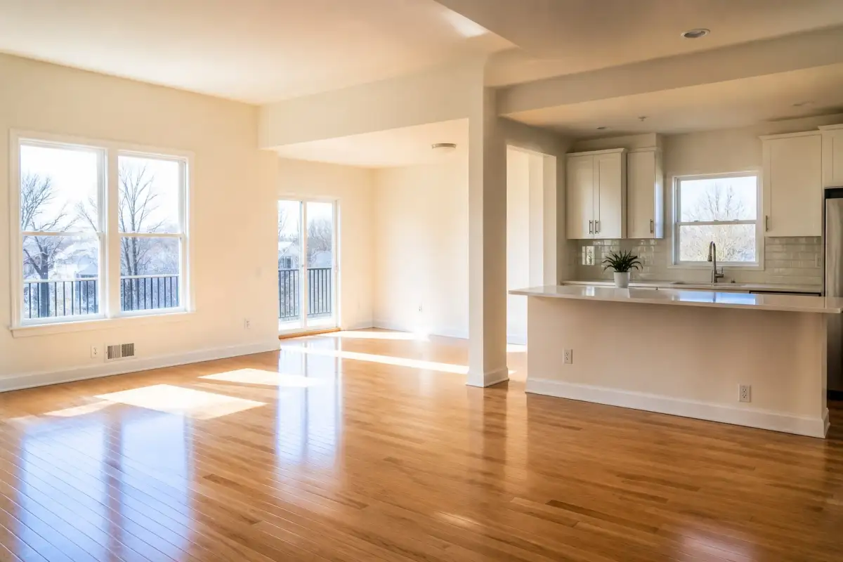 Clean, empty room prepared for move-out