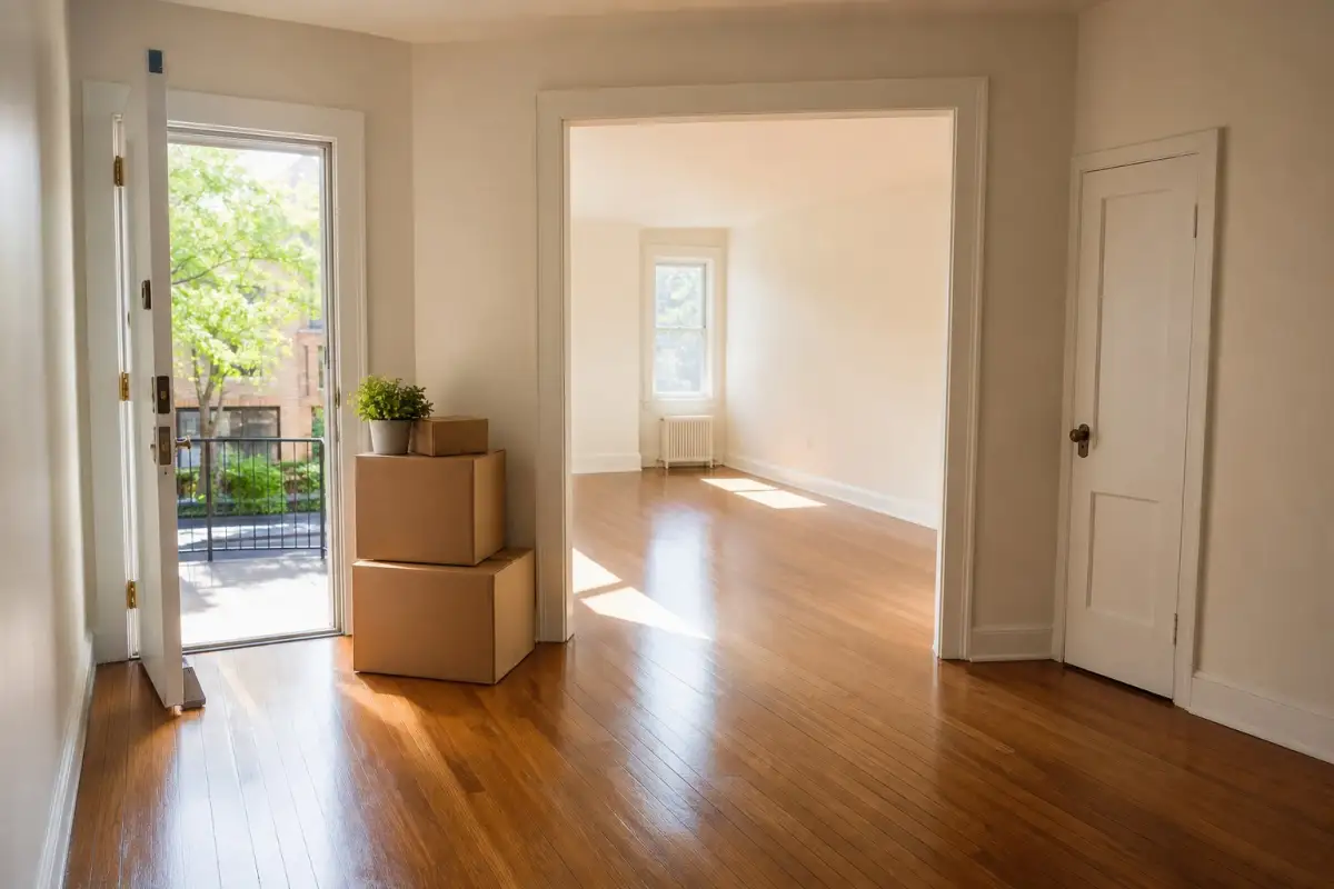 Clean, empty room prepared for move-out