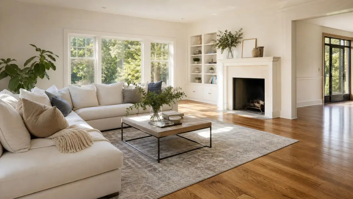 Bright, freshly cleaned living room