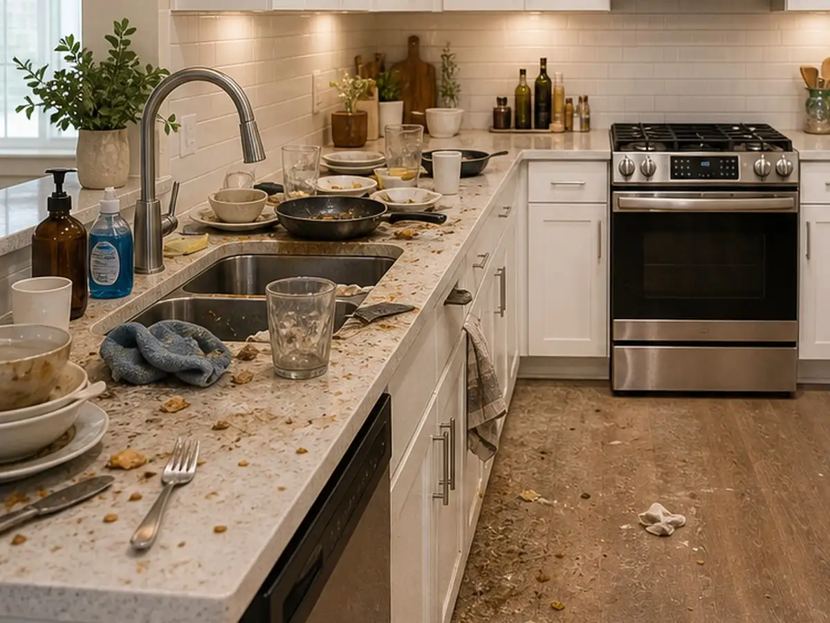 Cluttered kitchen before