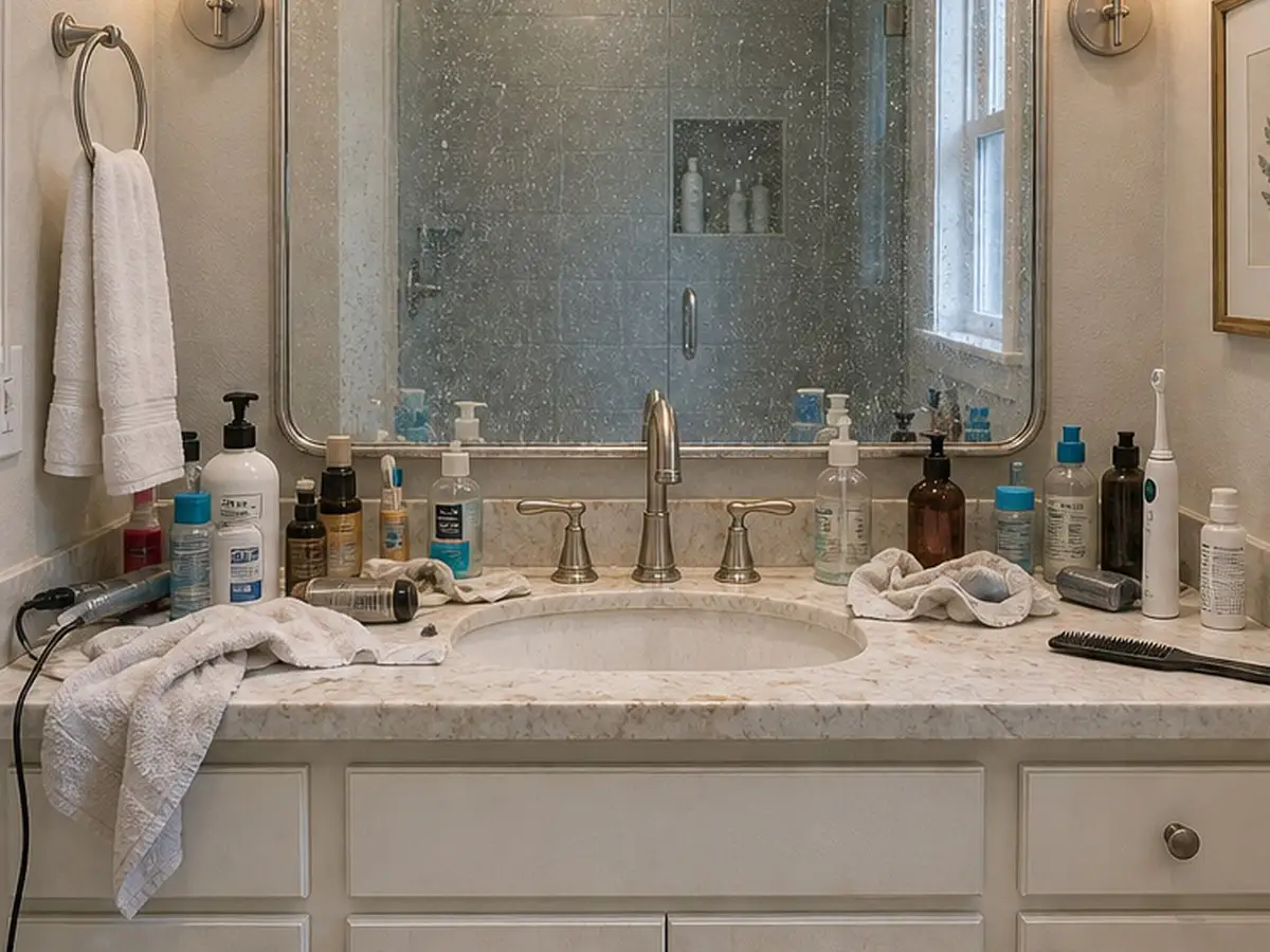Grimy bathroom before