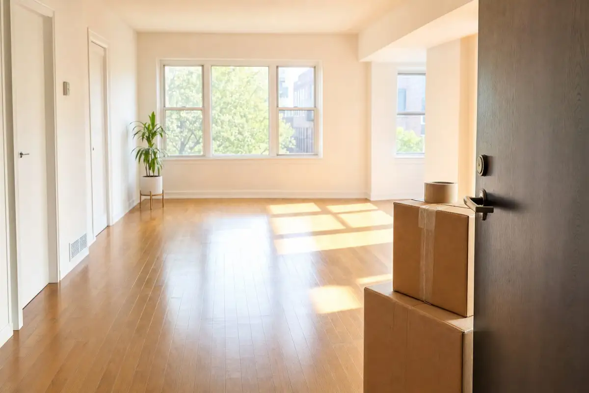 Clean, empty room prepared for move-out