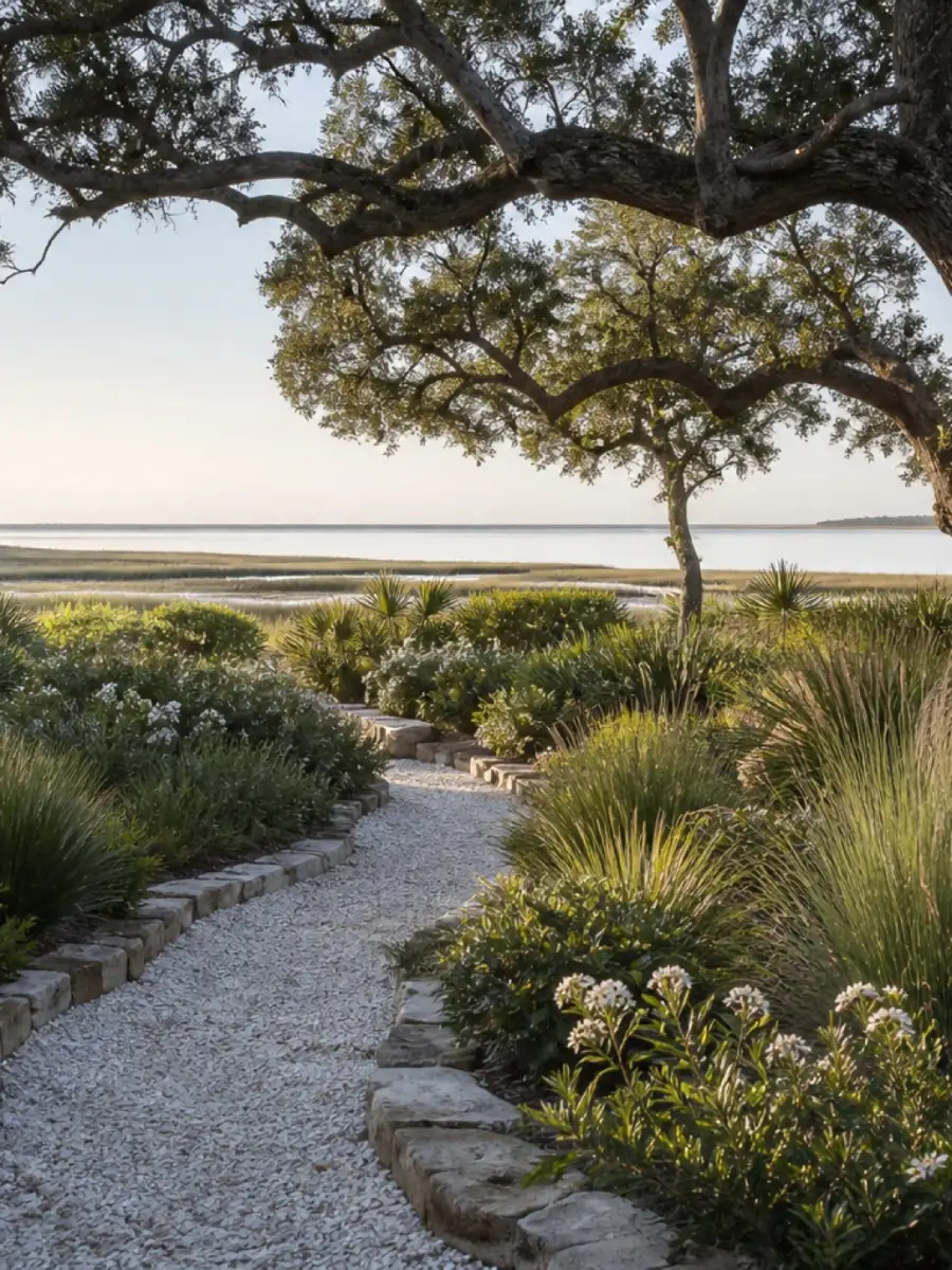 Coastal garden with layered native planting