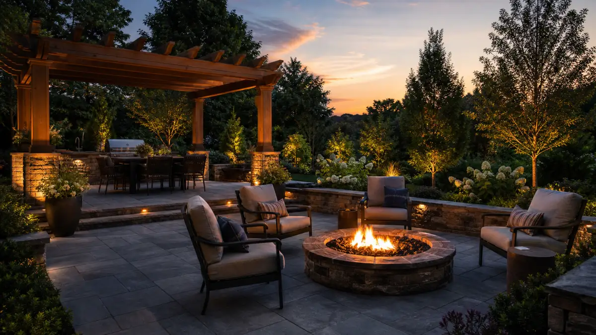 Bluestone patio fire pit