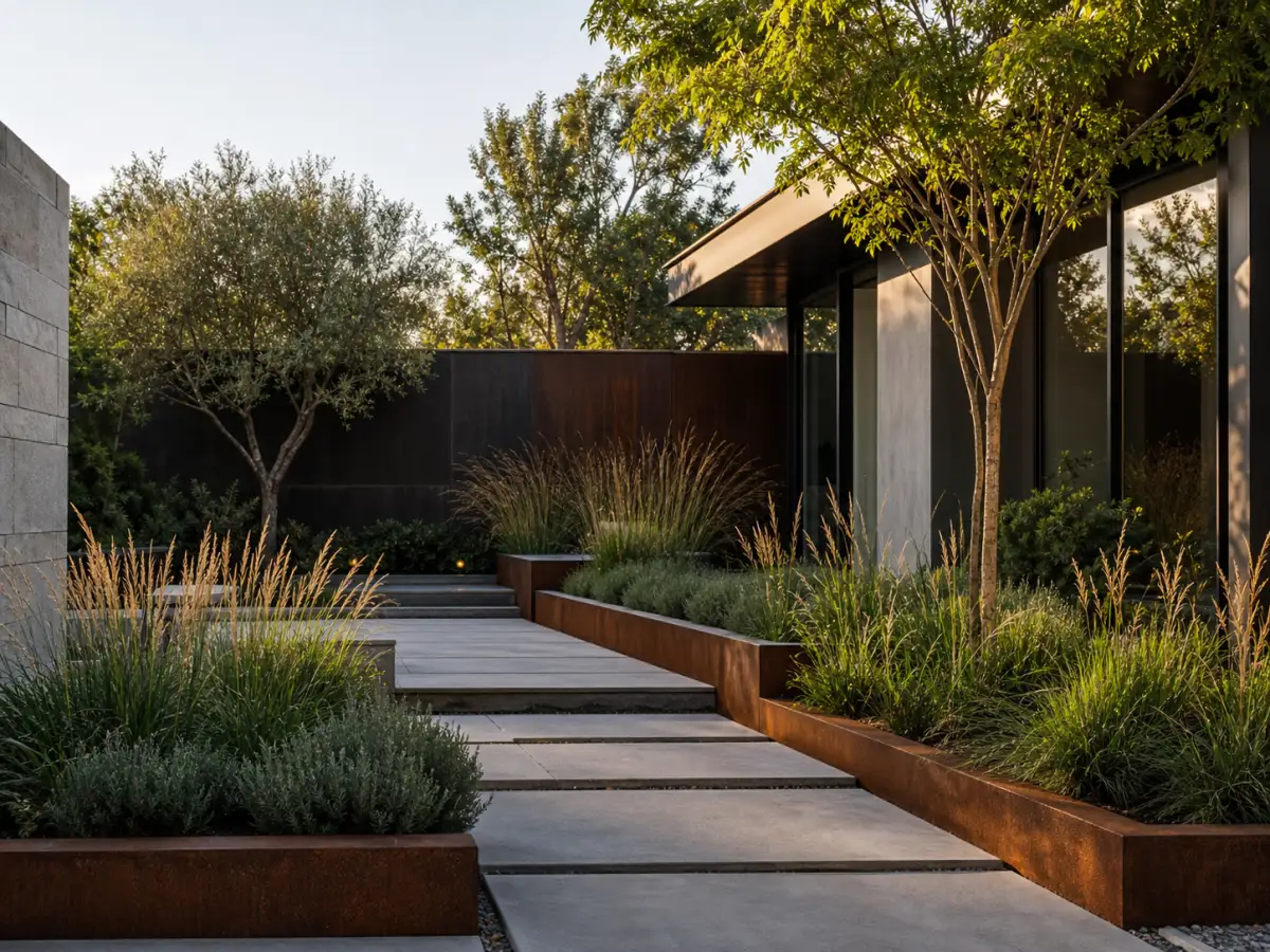 Modern courtyard corten