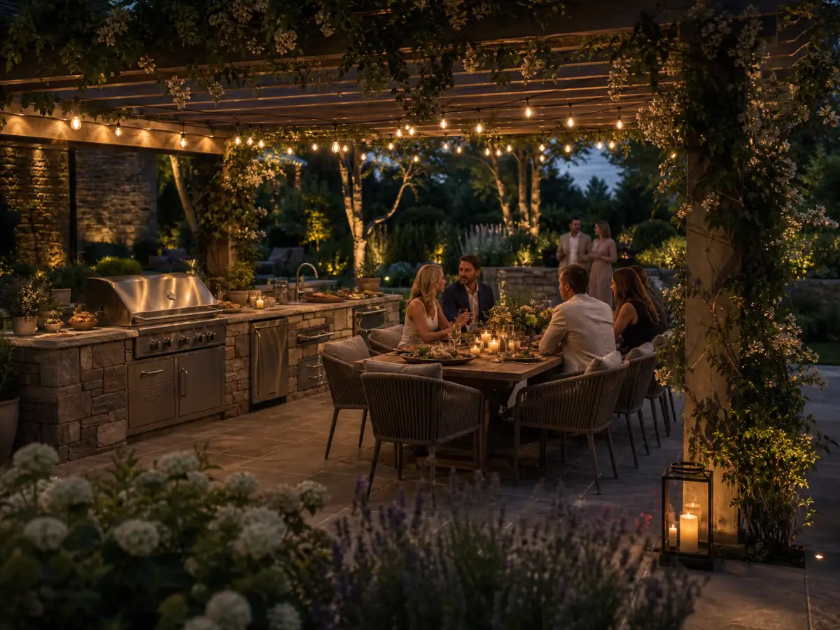 Outdoor kitchen pergola