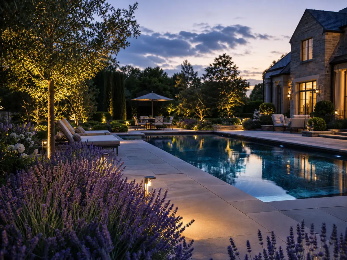 Poolside lavender dusk