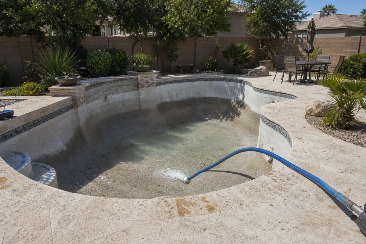 Pool being drained for refill