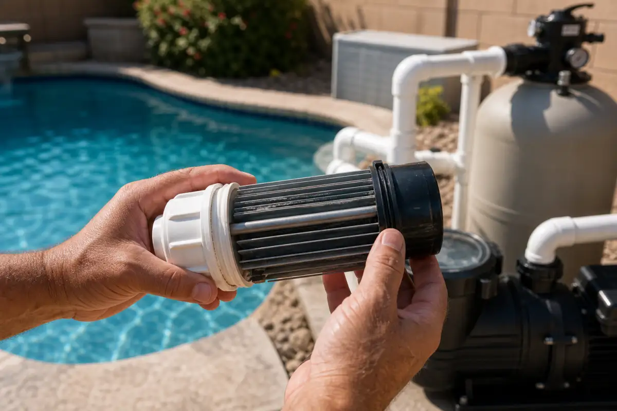 Salt chlorine generator cell close-up