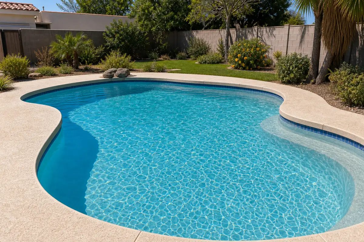 After: the same pool, crystal clear on day five
