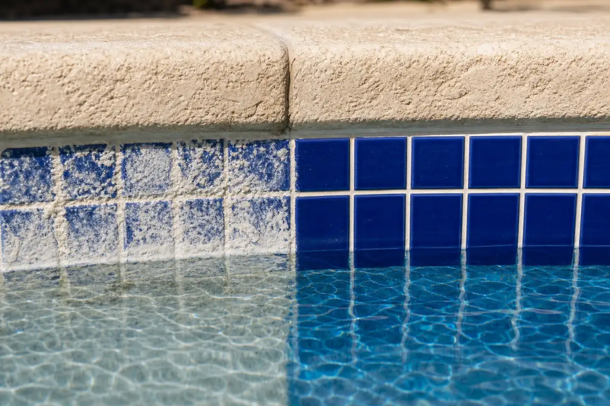 Calcium-crusted tile restored to gleaming