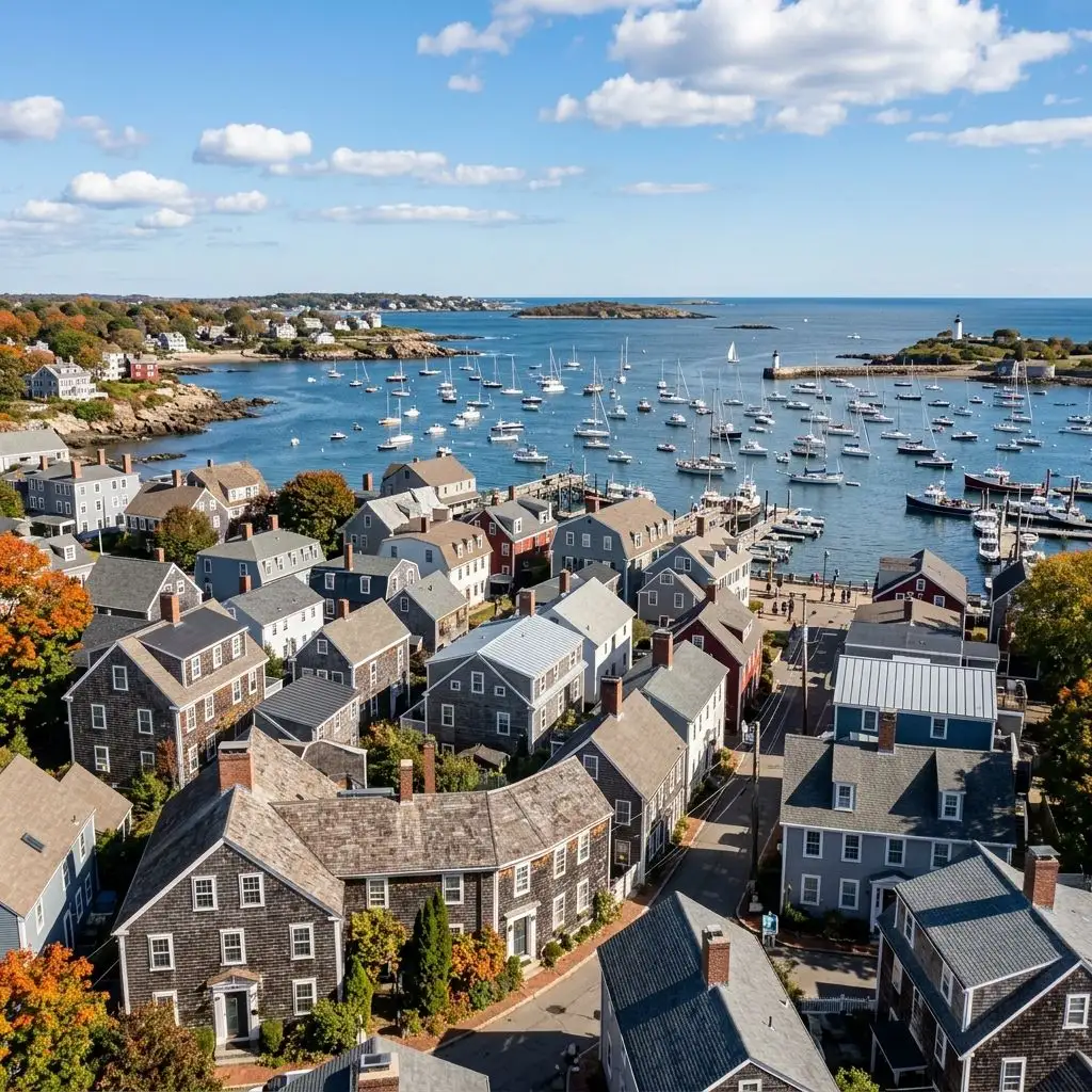 Marblehead rooftops and harbor