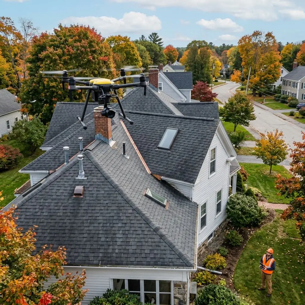 Roof inspection drone view