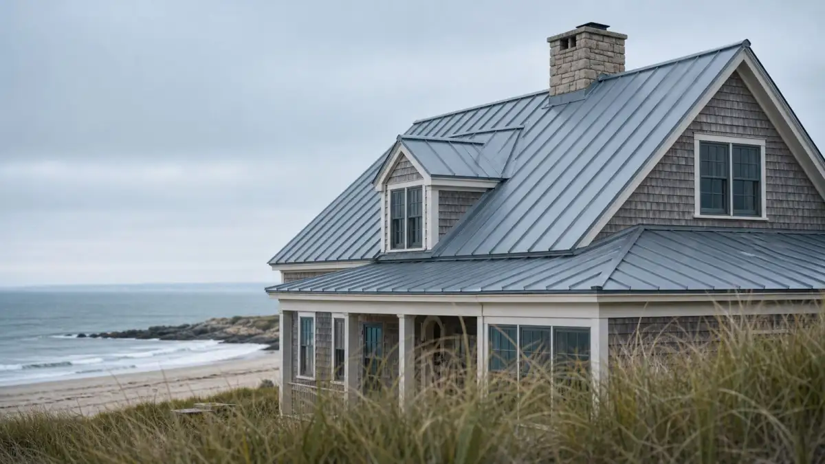 Zinc roof on coastal home