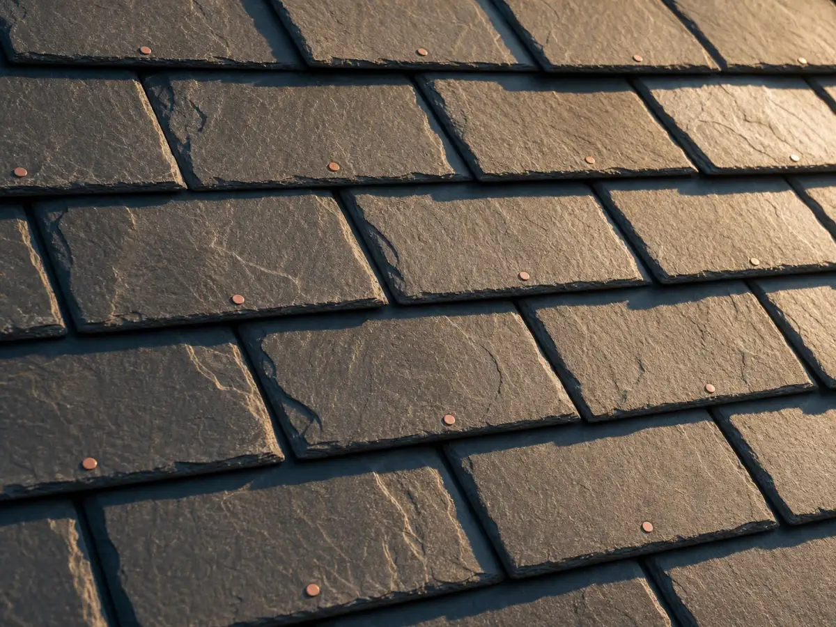Detail of finished slate coursework