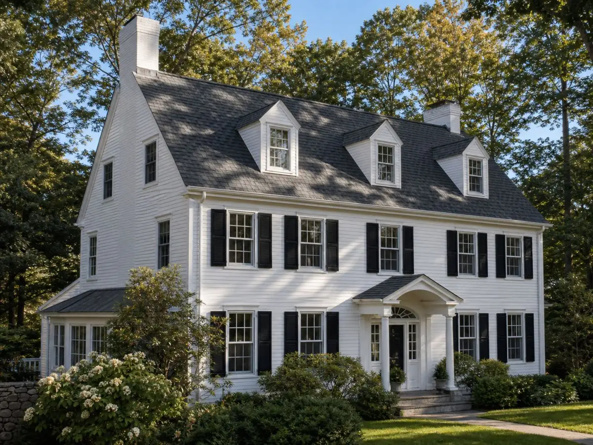 Colonial home with new architectural shingles