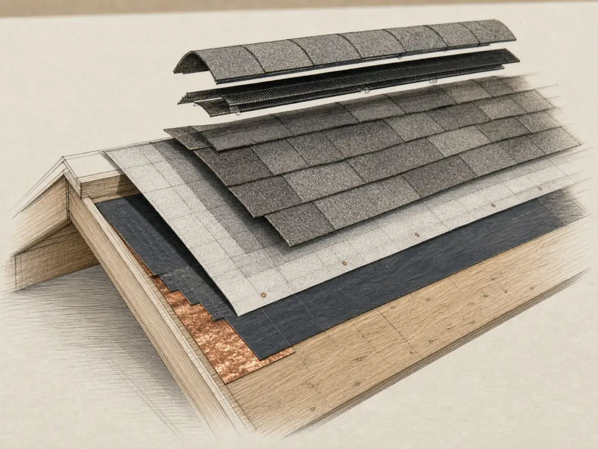 Roof system layers diagram